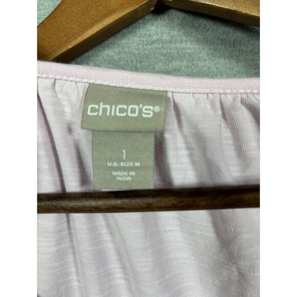 Chicos Womens Embroidered Paisley Tunic TopPink Boho Tassels‎ Size 1 / M - Picture 4 of 6